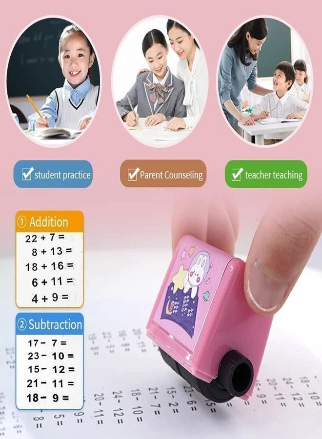 Orrda Addition and Subtraction Teaching Stamps for Kids | Plastic Roller Design Teaching Stamp | Math Stamps Practice Tools Educational Toy for Preschool Supplies (Multicolor) - Image 2